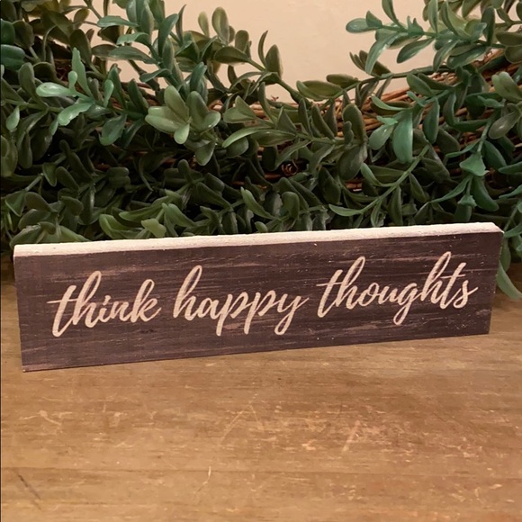 Modern Farmhouse Think Happy Thoughts Wood Sign - Picture 2 of 2